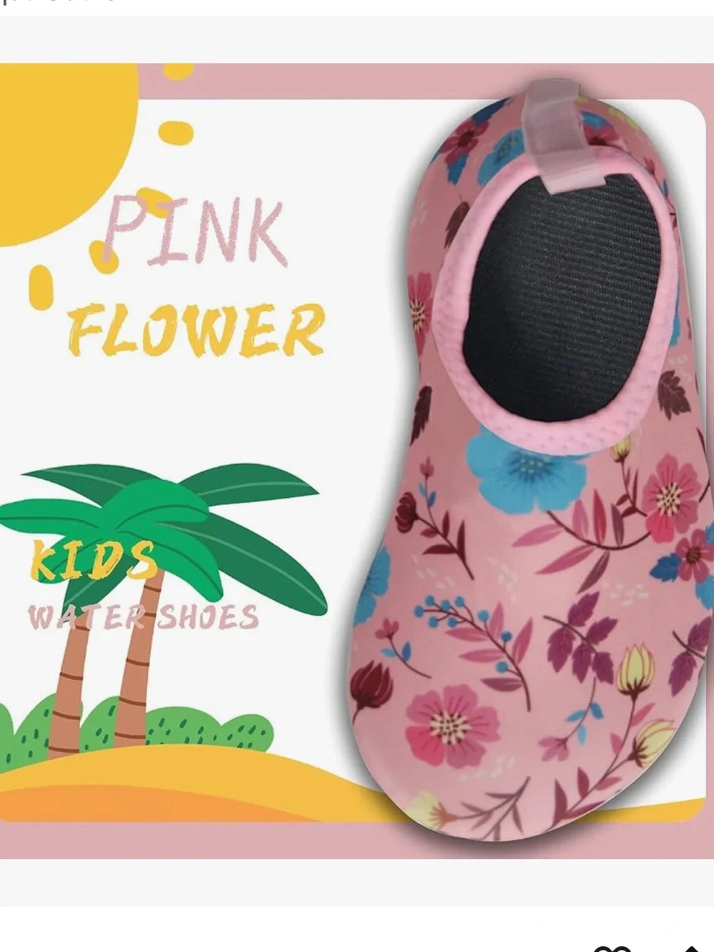Kids Floral Pink Water Shoes — Lightweight Pool & Beach Slip-Ons
